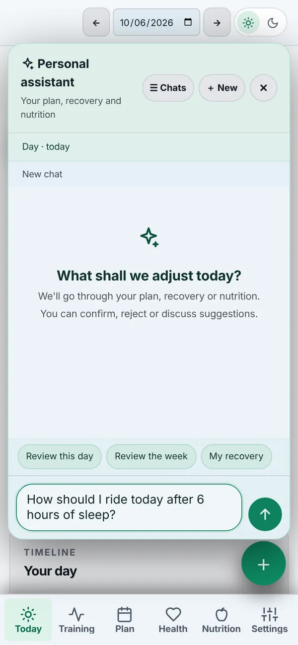 The personal assistant in the app: What shall we adjust today?