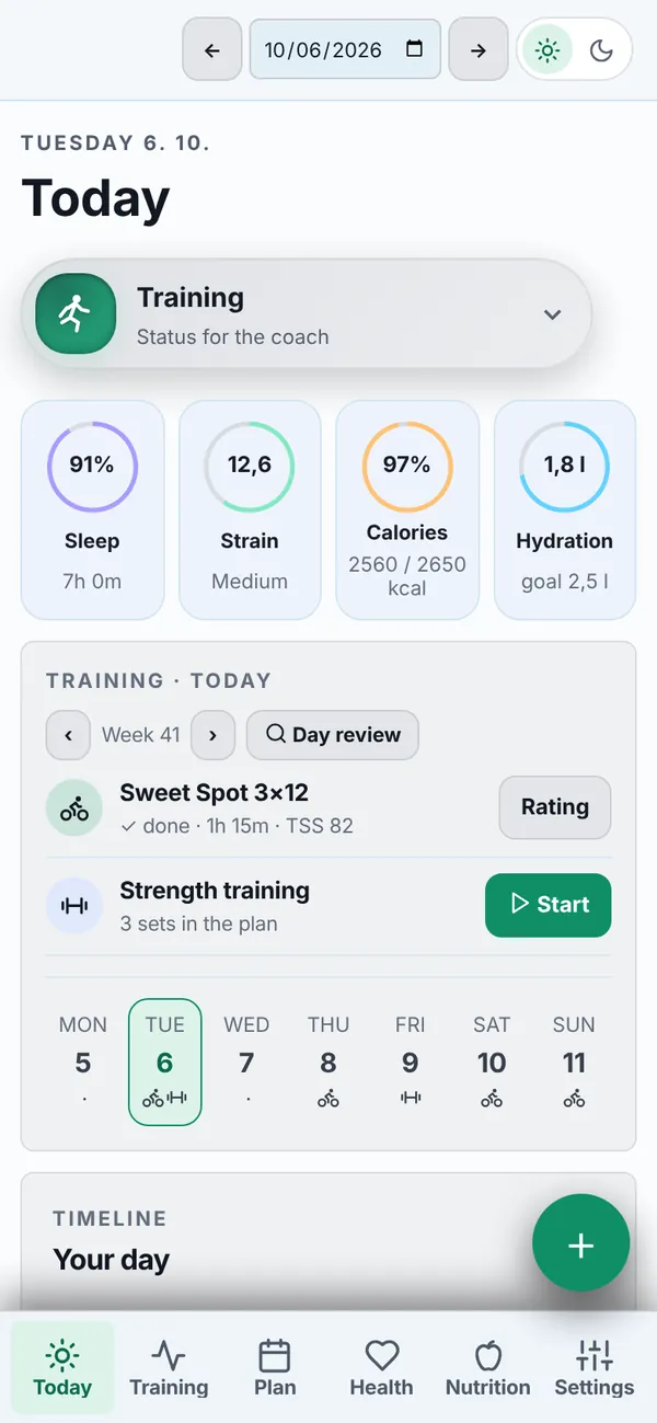 Loadwise on a phone: the Today screen